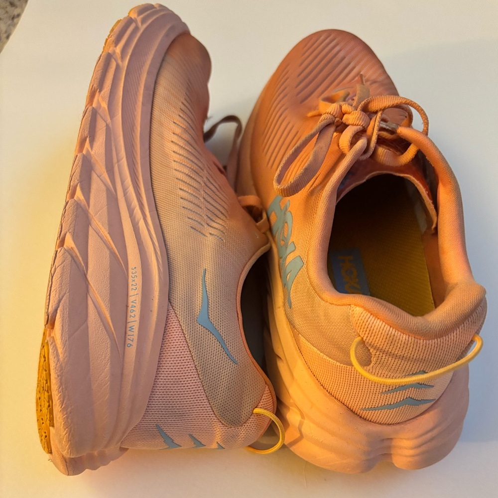 Peach Pink Women’s Hoka running shoes in 8.5